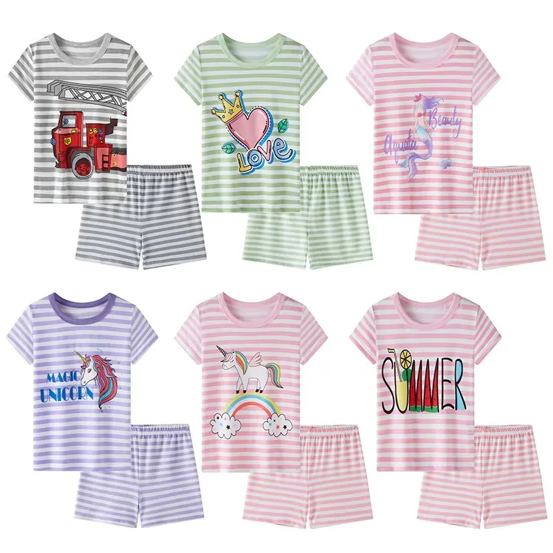 

Children's Suits Girls' Striped Sports Suits Girls' Casual Home Suits