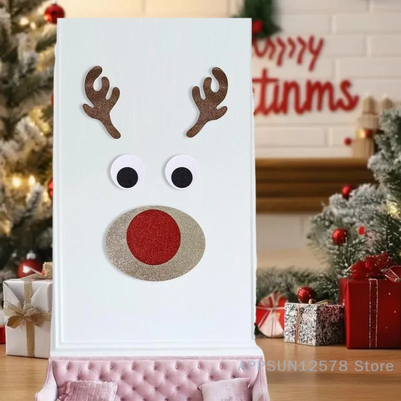 Nouveauté décor de noël nouvel an avec bonhomme de neige de dessin animé, père noël, autocollant mural de fenêtre en tissu feutré d'élan