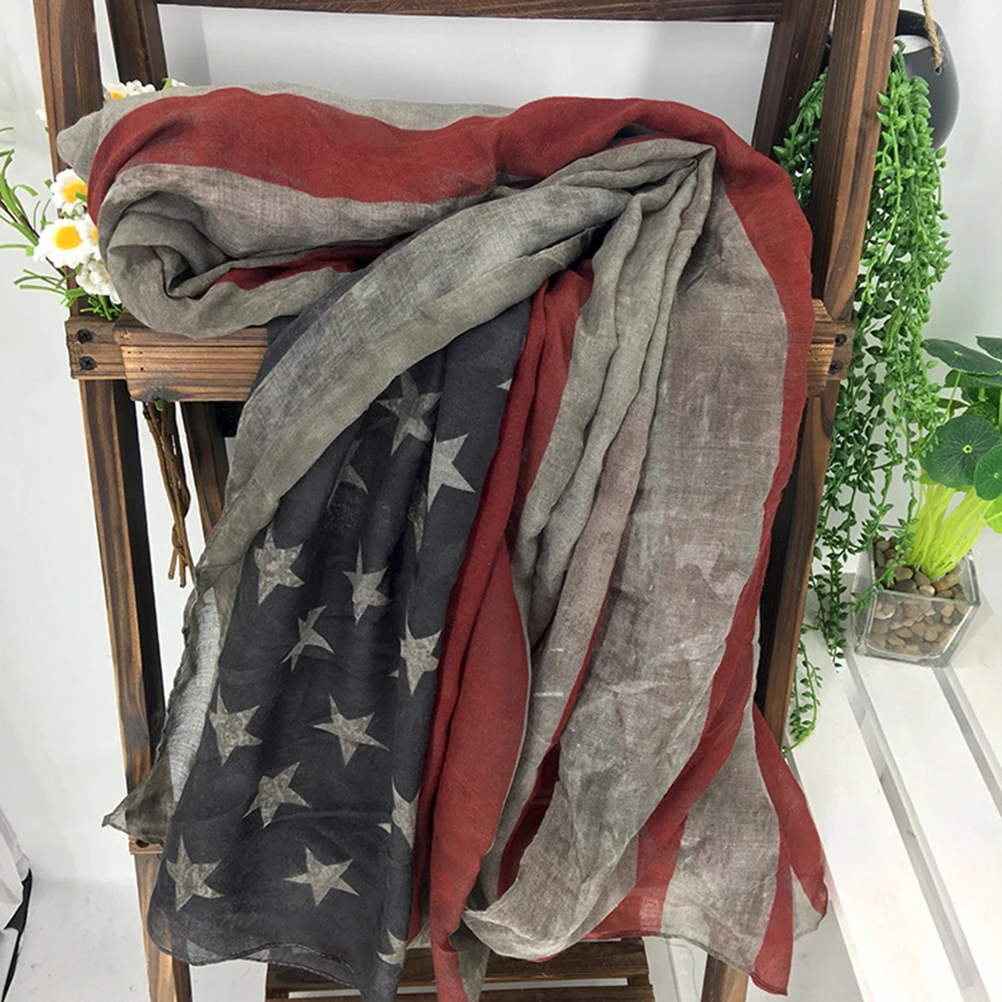 

Women American National Flag Pattern Printing Scarf Elegant Tippet Warm Wrap Shawl for Ladies and (Grey 200x100)