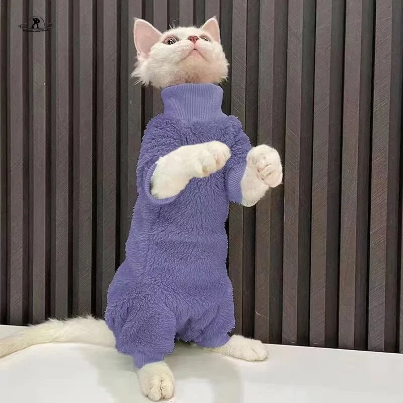 Sphinx Jumpsuit Autumn and Winter Thickened Plush Clothes Small and Medium-sized Cat Sweater Hairless Cat Warm Protect Abdomen