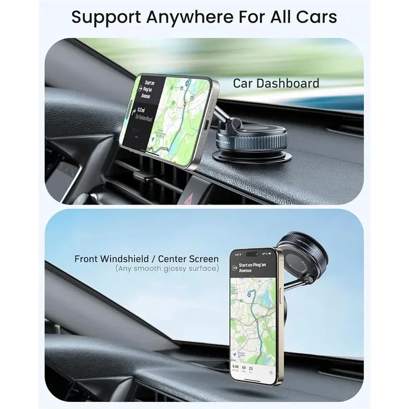 360° Adjustable Vacuum Suction Magnetic Car Phone Mount, Foldable MagSafe Magnet Holder Stand Compatible with iPhone Samsung All image 6