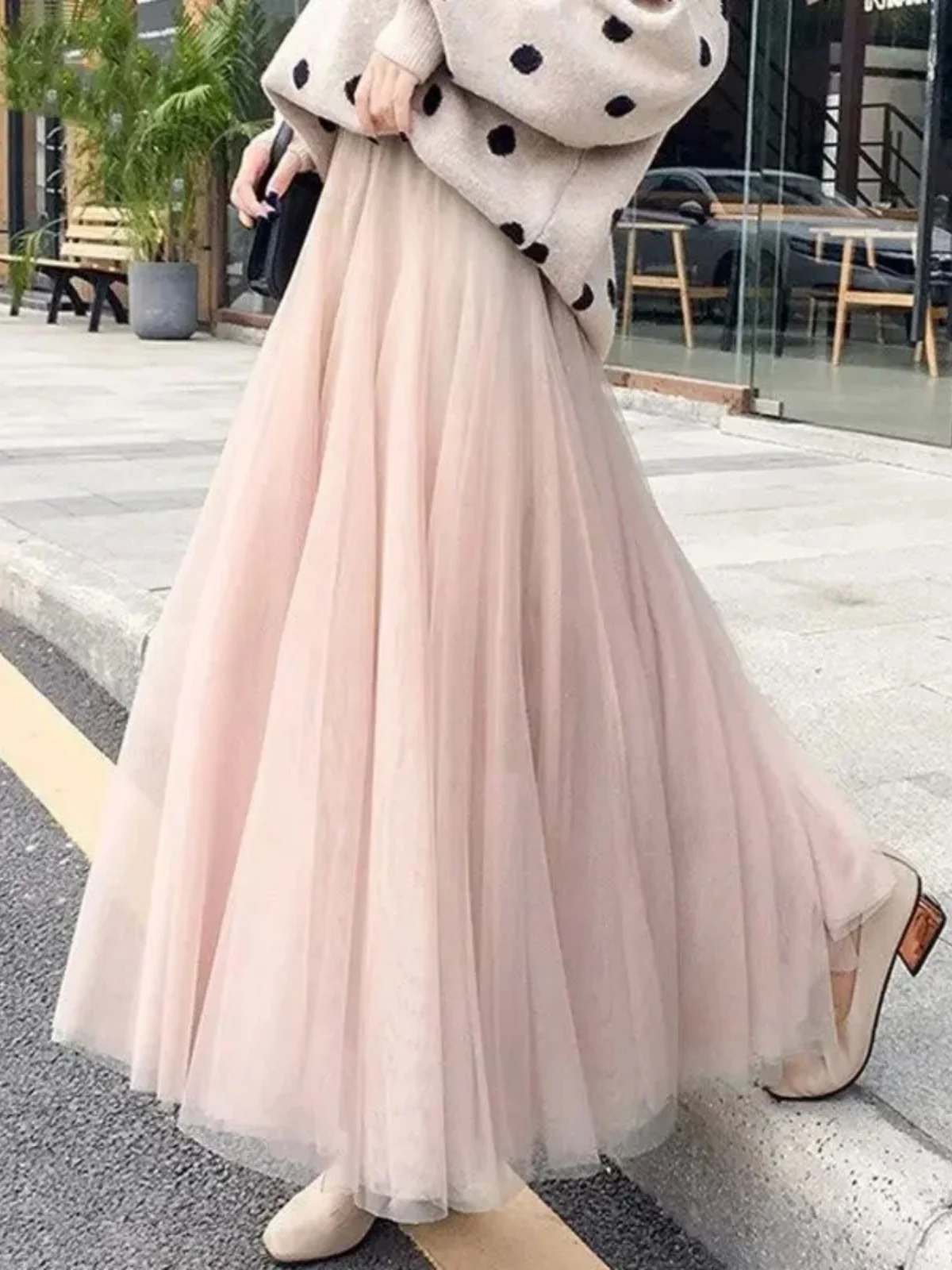 

Юбка трапециевидной формы с высокой талией, марлевые юбки f-длины, весна 2024, женская мода, без бренда, другой материал 00%