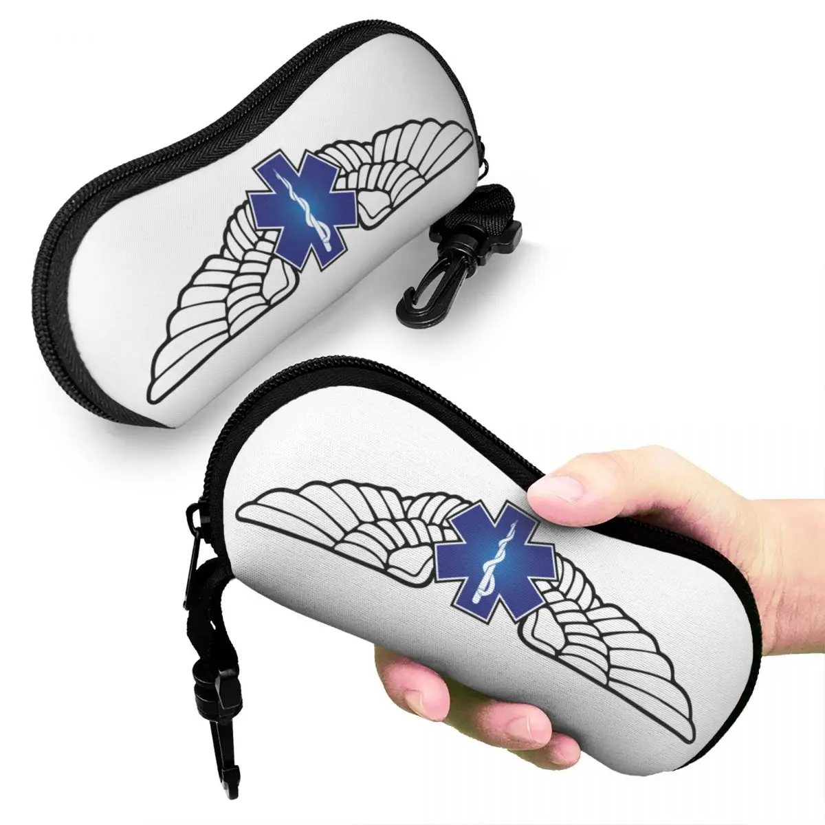 Custom Emt Star Of Life Flight Wings Shell Eyeglasses Case Women Men Cute Paramedic Medical Glasses Case Sunglasses Box Pouch