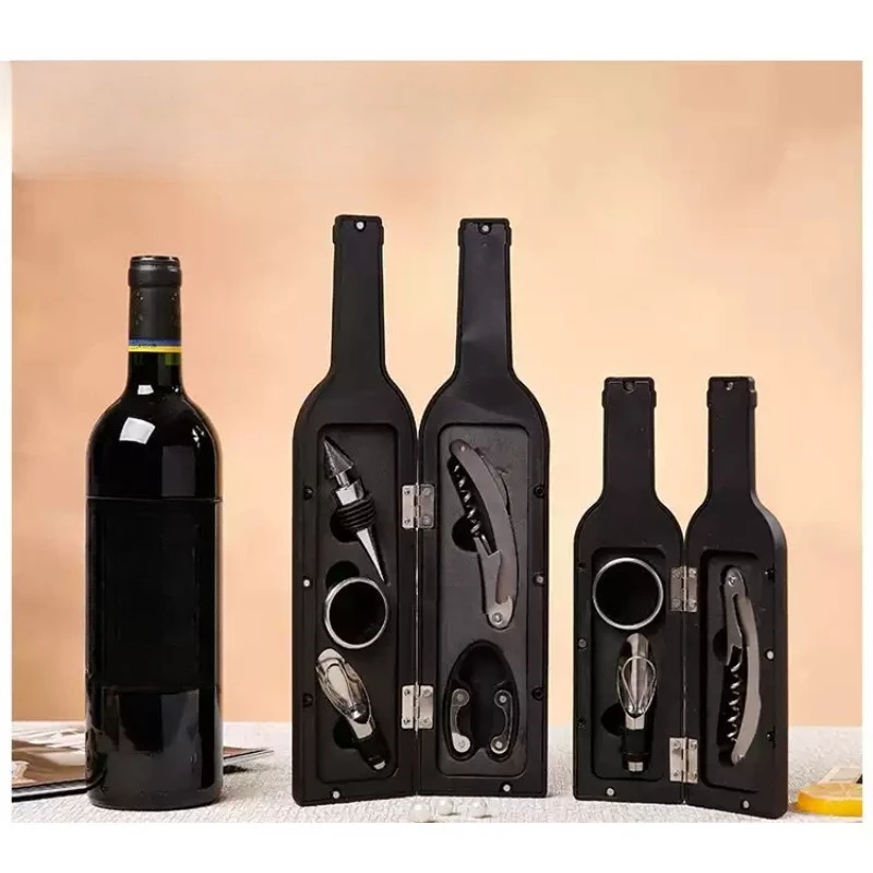 5Pcs Bottle Shaped Wine Opener Accessory Kit Multifunctional Corkscrew Gift Set For Holiday Present