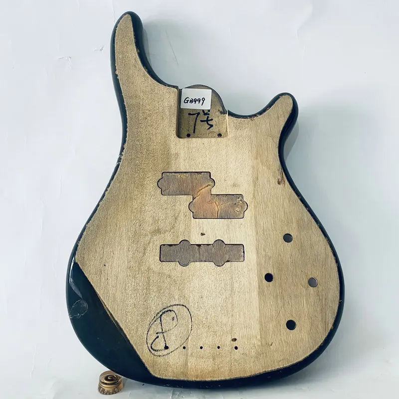 GB999 Active Electric Bass Unfinished with Paints Problems and Wood Damages PJB Bass Body 5 or 4 Strings Version for DIY