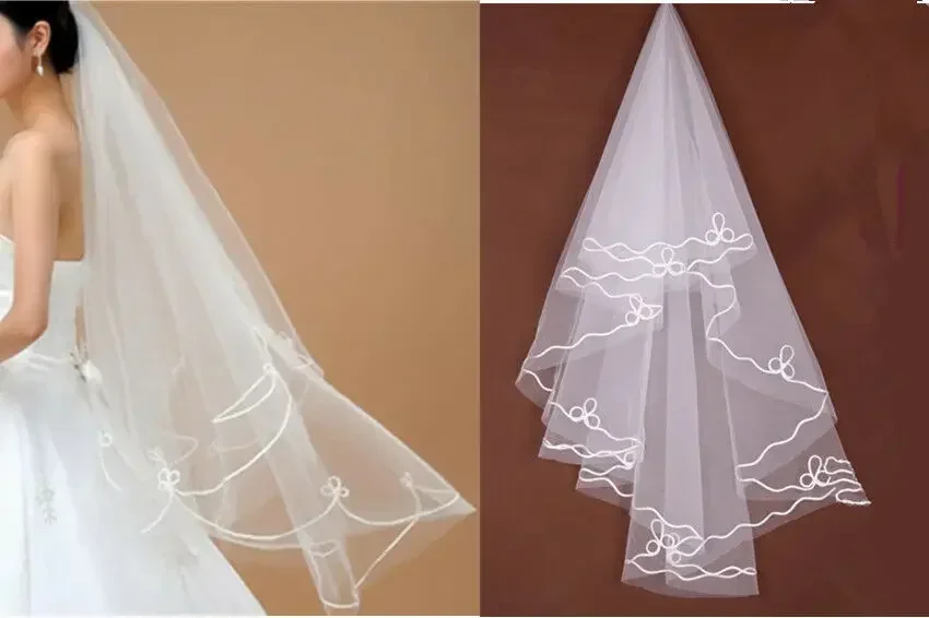 Flower Edge Veils 1 Layer Bridal Wedding Accessory Elbow Length