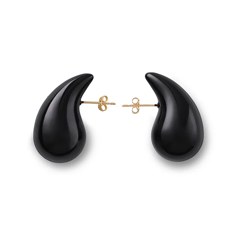 Teardrop Earrings for Women Black/Gold Color Chunky Hoop Earring Dangle Water Drop Hypoallergenic Earring Set for Women Girls