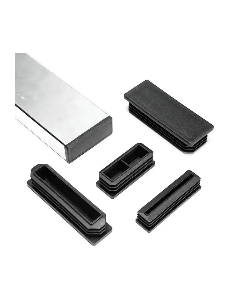 2-100Pc Black Plastic Blanking End Caps Rectangular Pipe Tube Cap Insert Plugs Bung Furniture Tables Chairs Foot Pads Protectors