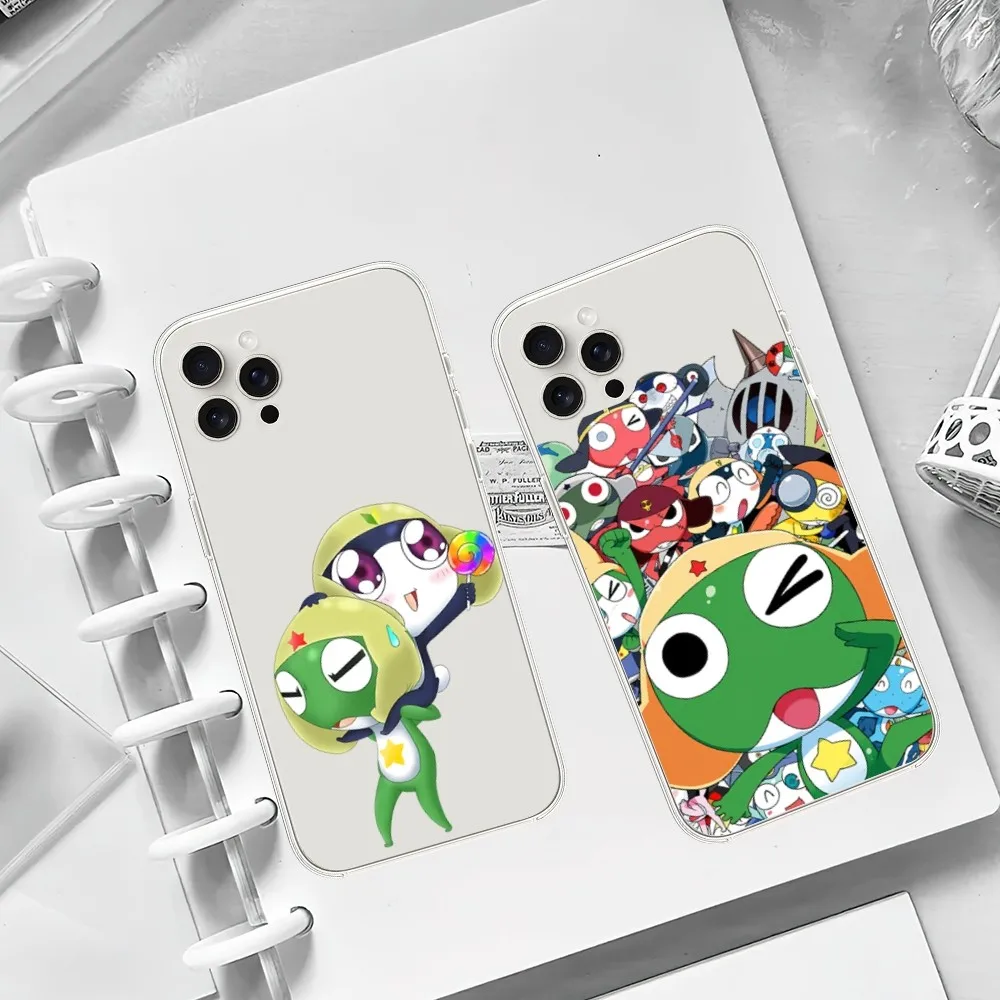 Cartoon Keroro Funny Cute Cool Frog Phone Case For iPhone 11 13 Mini 15 14 12 Pro XS X Max Plus SE Xr Transparent Shell