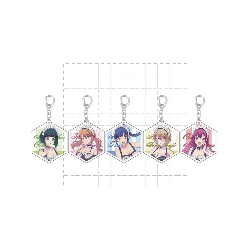 Game Makuzawa Ouka Ono Shiragiku Tsukishima Riho Hououji Akane Keychain Doll Anime Acrylic Keyring Pendant for Gift