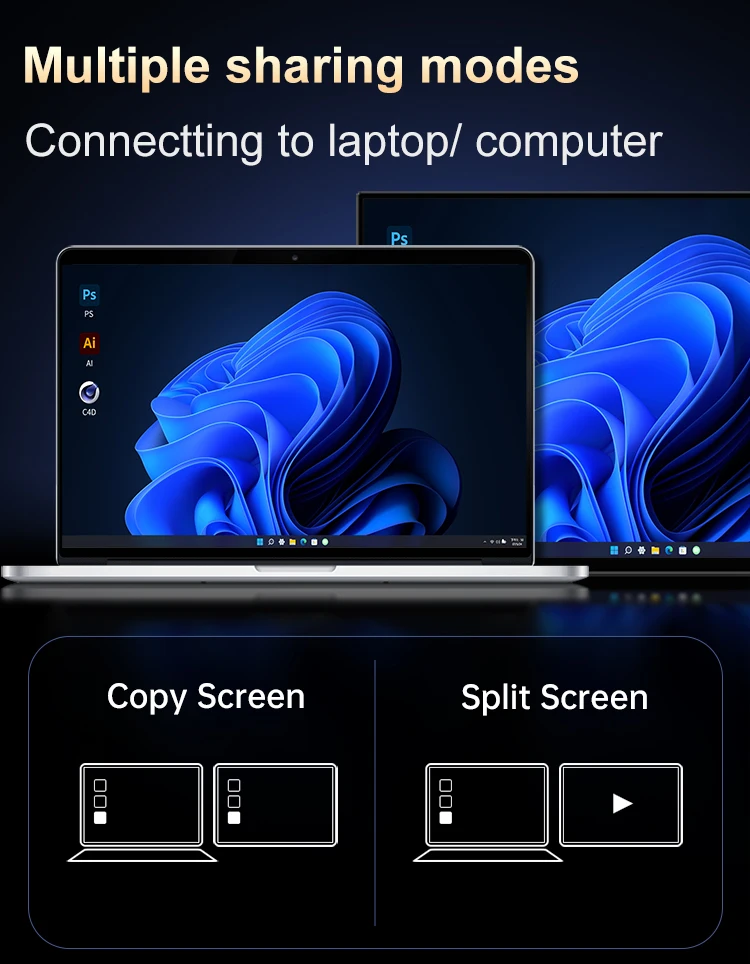 14'' 4K OLED Tragbarer Monitor 16:10 3840*2400p 500Nits USB-C HDMI-kompatibler externer Gaming-Monitor für PS5 Switch Laptop MacOS – Detail 21