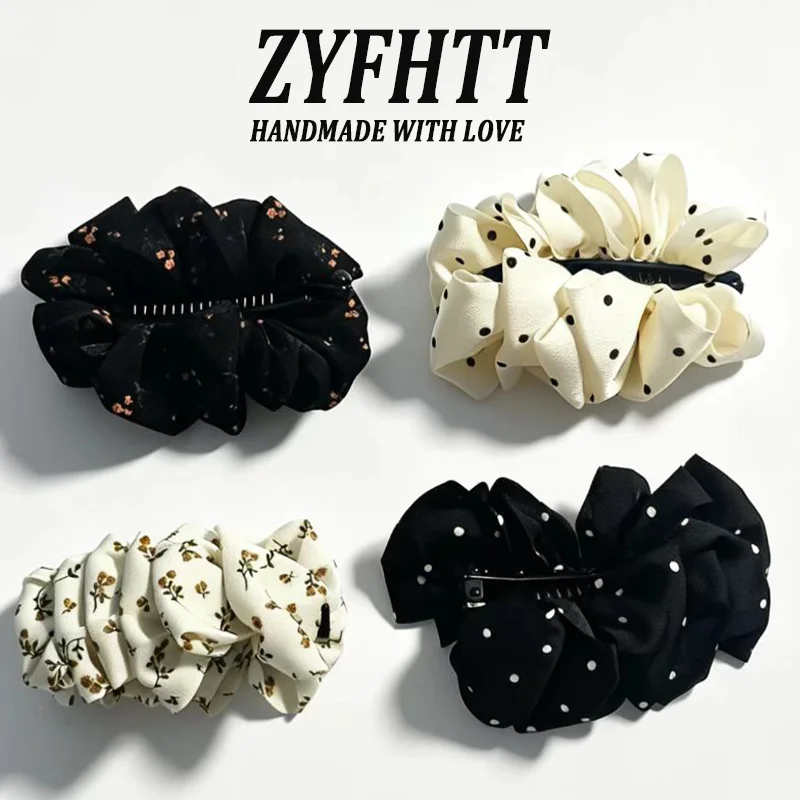 

1/2/4/pcs Fabric Polka Dot Banana Clip Hair Clip for Girls Elegant Floral Hairpin Fashion Girl Ponytail Clip Hair accessories