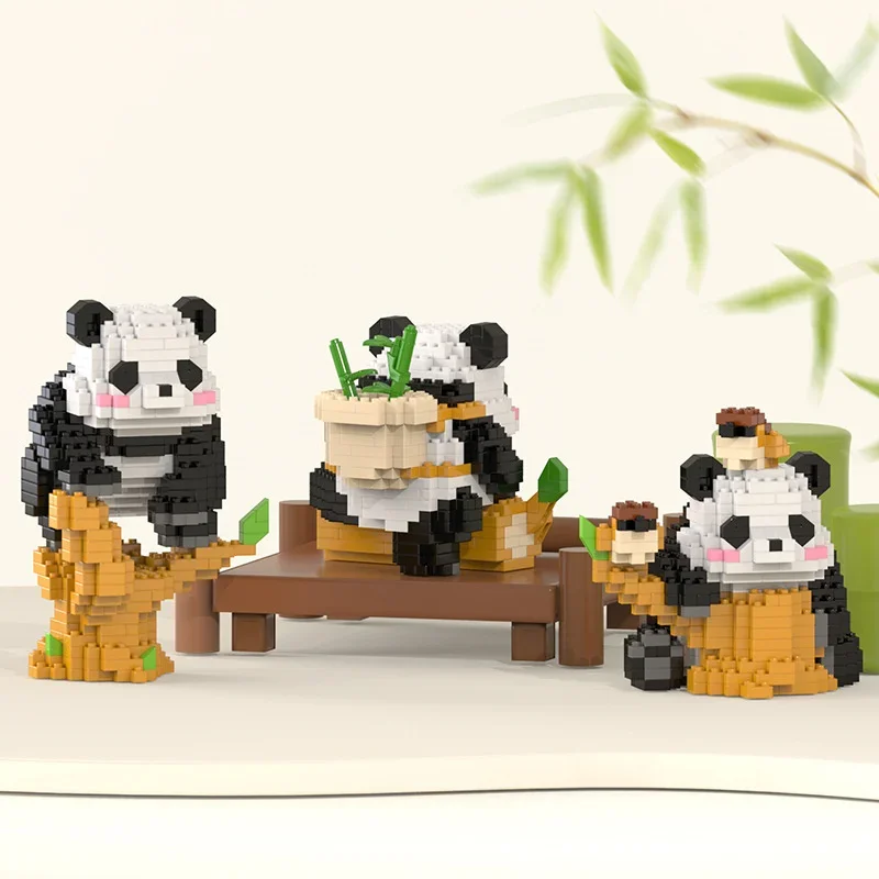 Cute Chinese Panda Building Blocks Sets DIY Educational Assembly Toys Bricks Mini Animals Model MOC Kids Christmas Birthday Gift