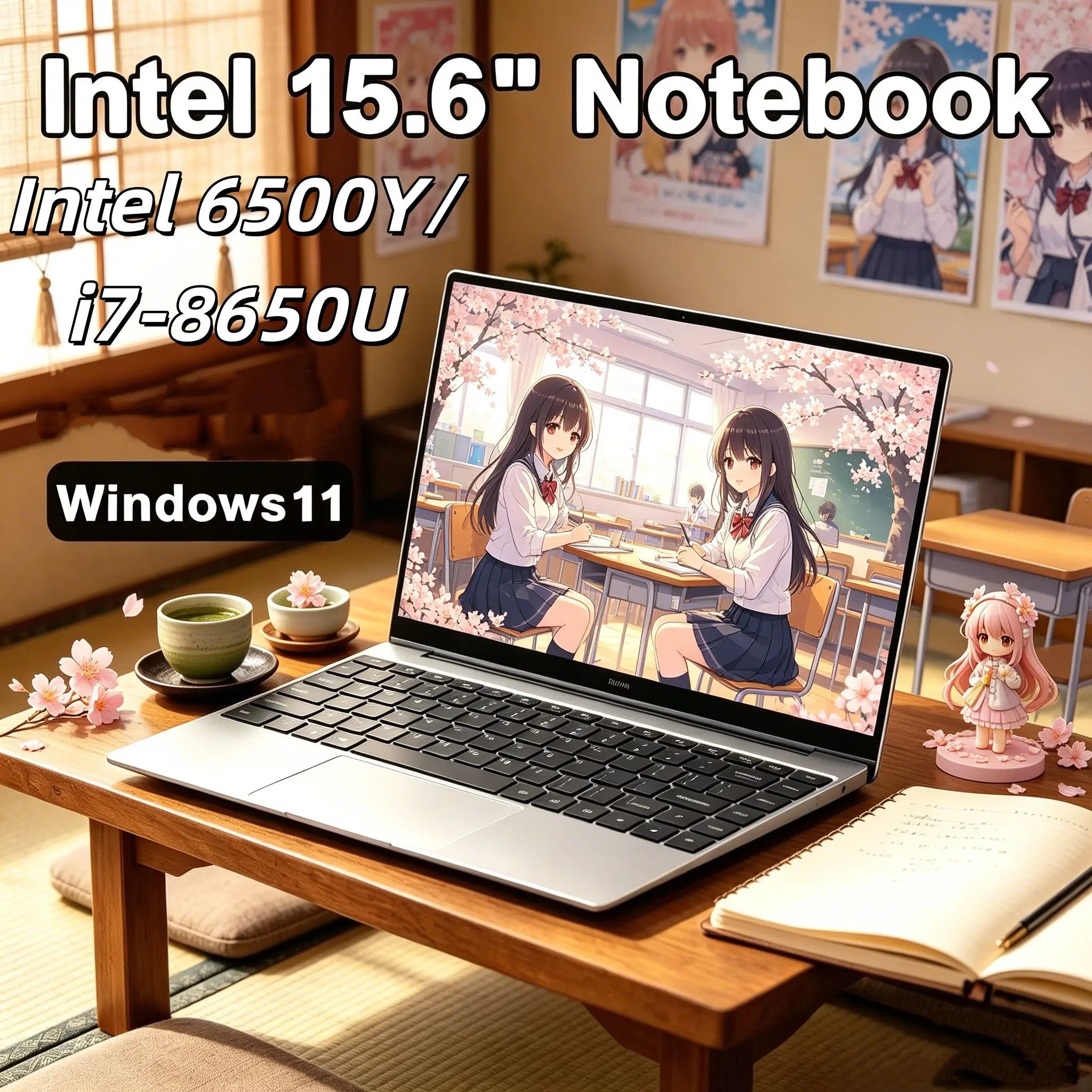 

15.6" Windows 11 Portable Laptop Intel N6500Y Durable Business Notebook, 16GB 32GB High Speed Daily Use Office Computer