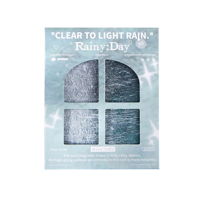 Card Lover 20 Pcs [Today's Rain Series] Rainwater Themed Tent Landscape Material Sticker PET Material Scrapbook Kit