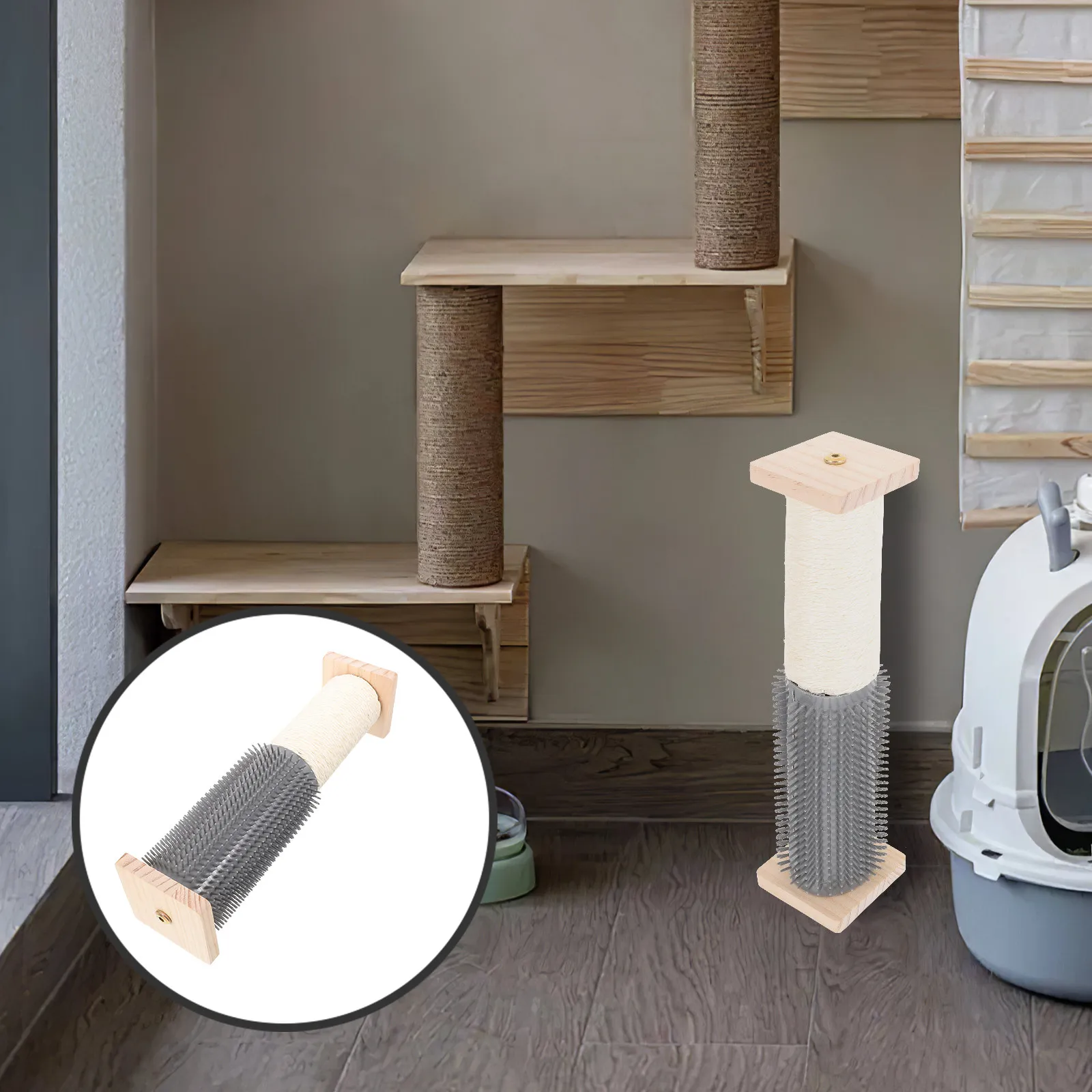 肌に優しいサイザル麻素材のハイキャットスクラッチングポスト、頑丈なクライミングフレーム、家具の損傷を防ぎ、毎日の使用に最適な装飾品