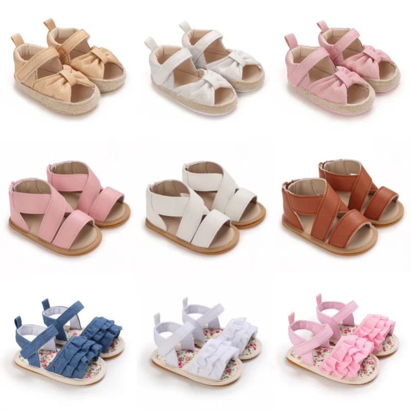 Baby Learning Walk Shoes,Back Zipper Summer Infant Sandals Soft Daily Wear Footwear for Newborn Baby Girls 0-1 Year
