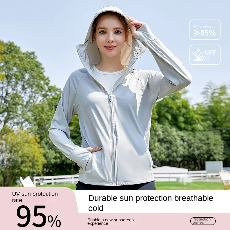 

Summer Upf 50+ Uv Sun Protective Spf Clothes Hooded Jacket Sun Proof Prevention Wear Original Yarn Sunscreen Clothing For Women