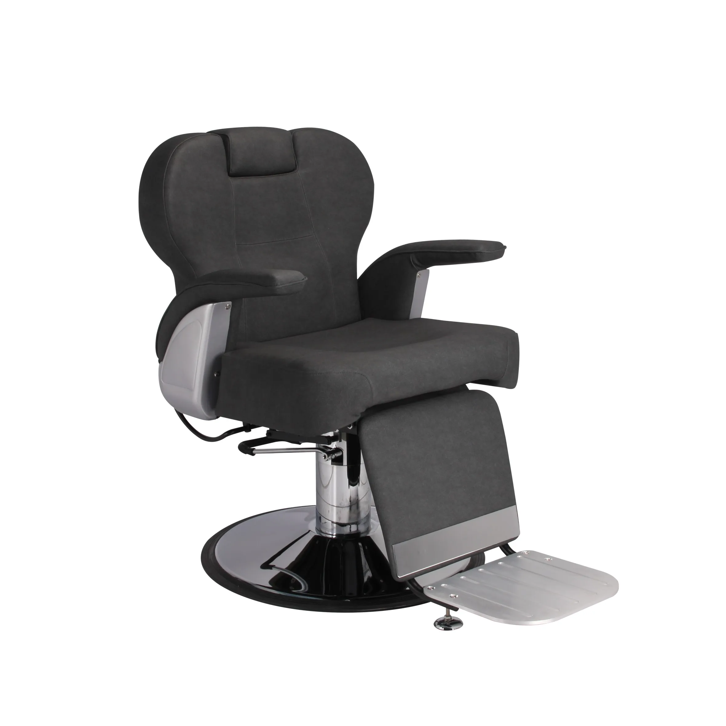 

Classic Style Barber Chair Ergonomic Design Adjustable Headrest Footrest High Quality Leather Salon Furniture