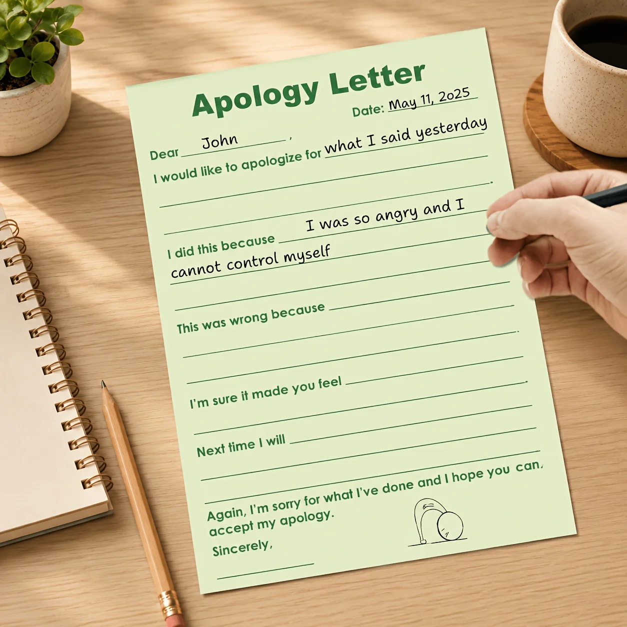 1 Pack 50 Sheets Apology Letter Paper, for School Office Home, Journal & Personal Planner Use
