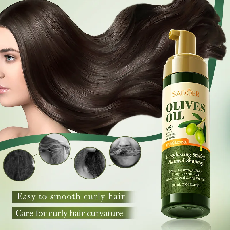 

SADOER Volumizing Hair Mousse with Olive Oil - Strong Hold, Nourishing Care, Lightweight Texture for Fluffy Styles - No Residue,