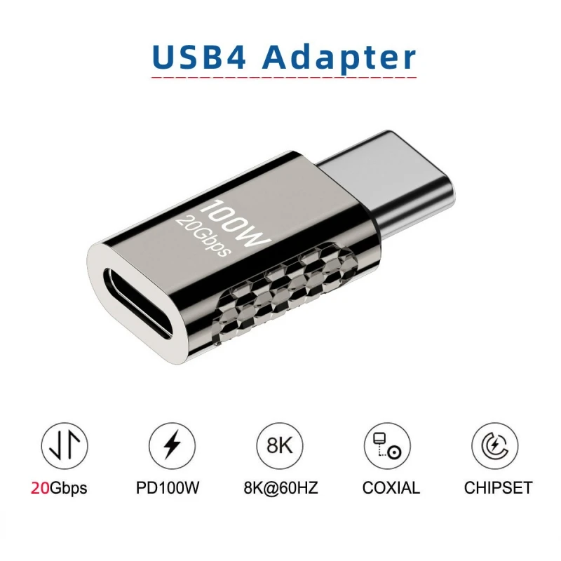 USB4 20Gbps Type C Male to Female 90 Degree Up Down Angled 100W Power Data 8K Video Adapter for Laptop Phone