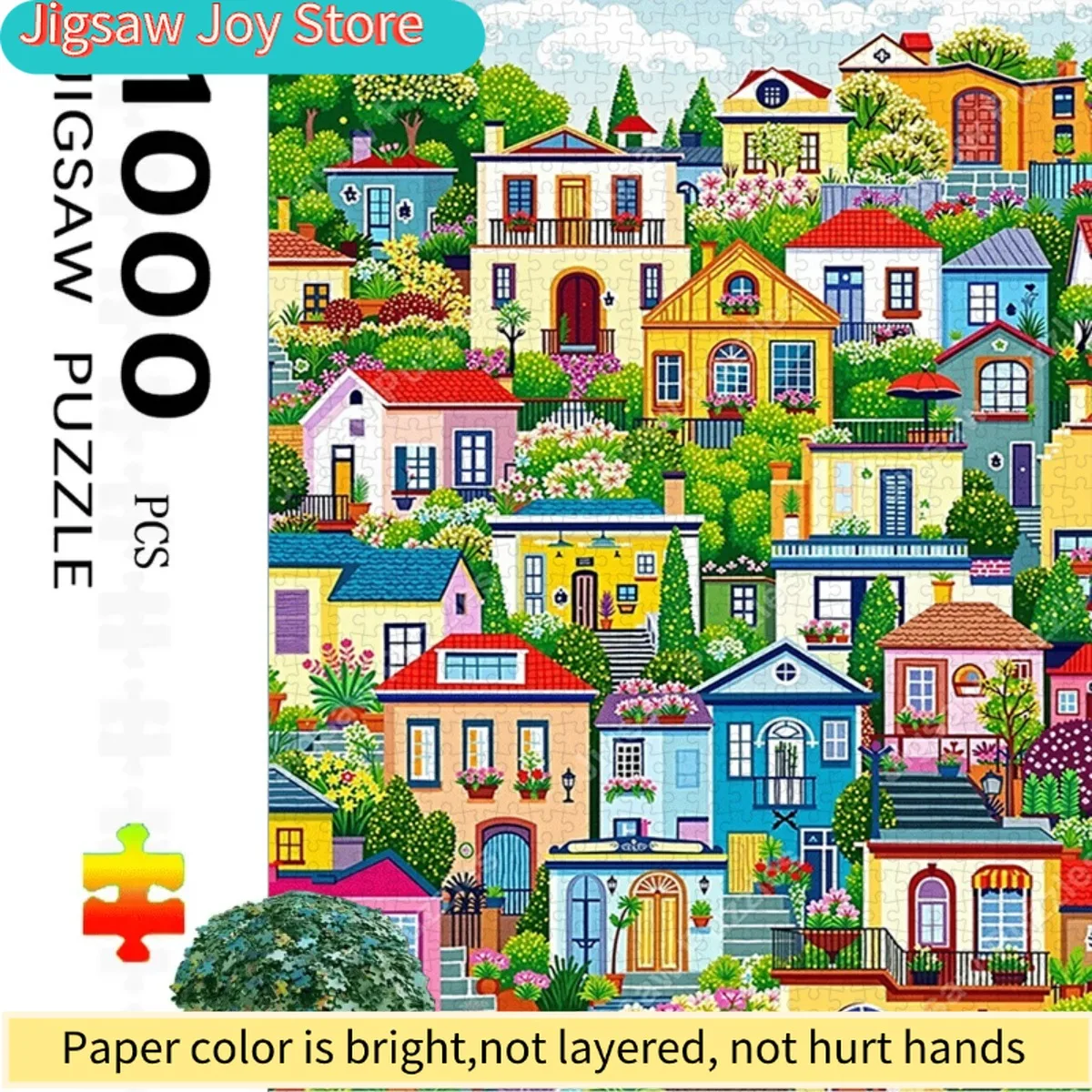 

1000-элементная разноцветная головоломка с изображением деревенской сцены | Высококачественная бумажная головоломка, сложная головоломка, идеальный подарок для дома и отдыха.