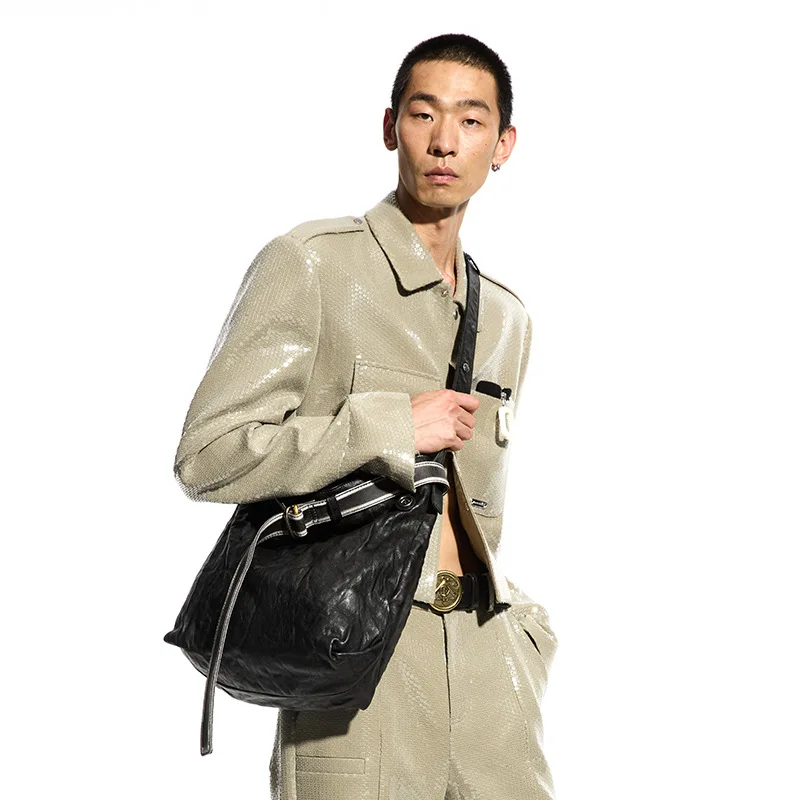 GROTTO Fashion 2025 New Luxury Wanderlust Bag Small Size Genuine Leather Tote Crossbody Shoulder Bag with Wide Shoulder Strap