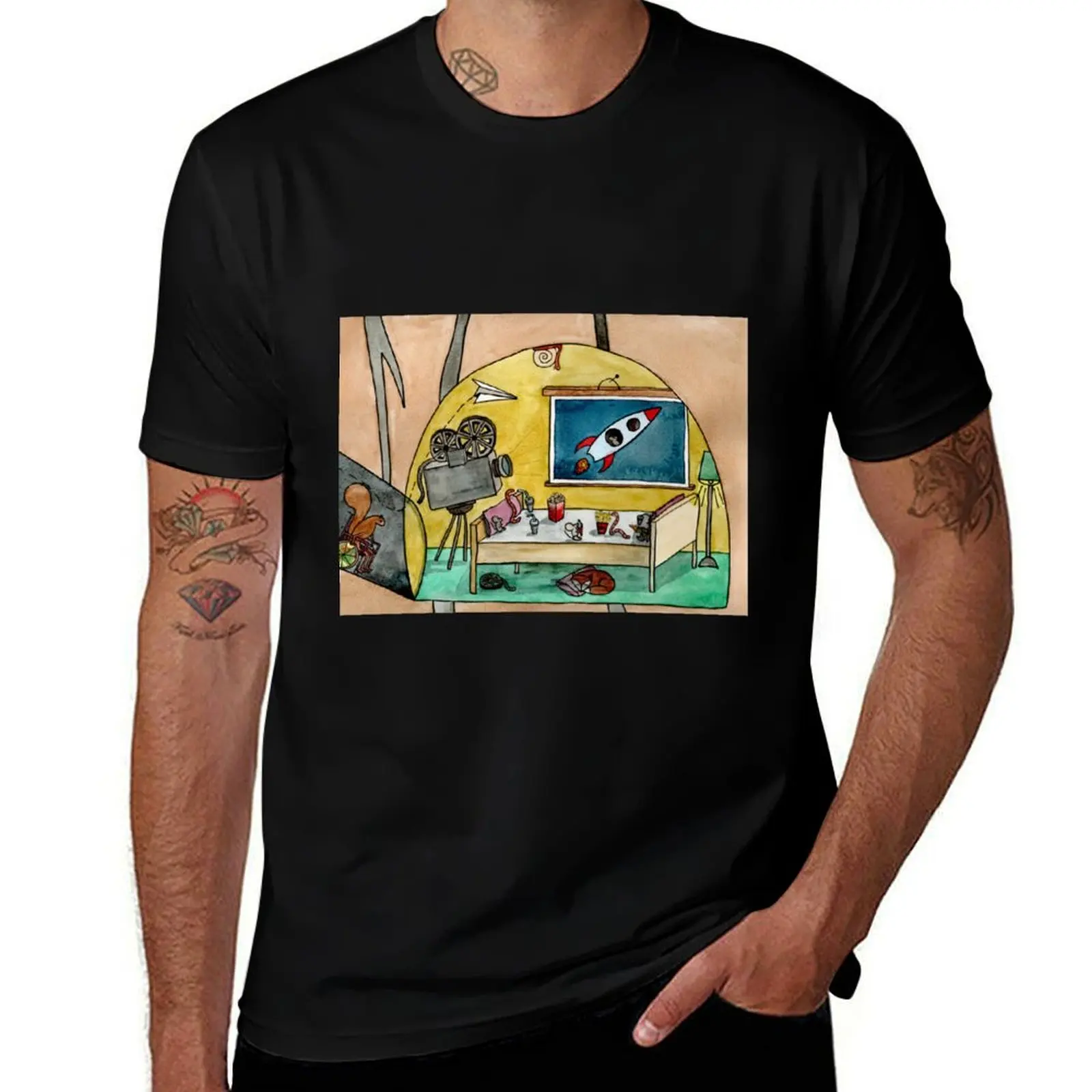 Movie night with the mice - The secret life of the forest animals T-Shirt Labor Work Casual T-Shirt