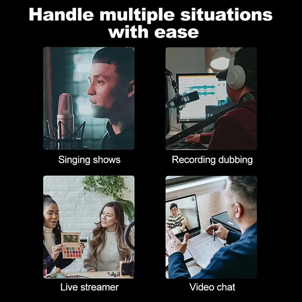

lucky Metal Professional Condenser Microphone Studio Microphone for Computer Gaming Recording Singing Podcast Sound Card