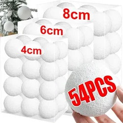 54/6PCS White Foam Christmas Balls for Xmas Tree Hanging Ball Ornaments Pendants for Wedding New Year Party Home Decor Supplies