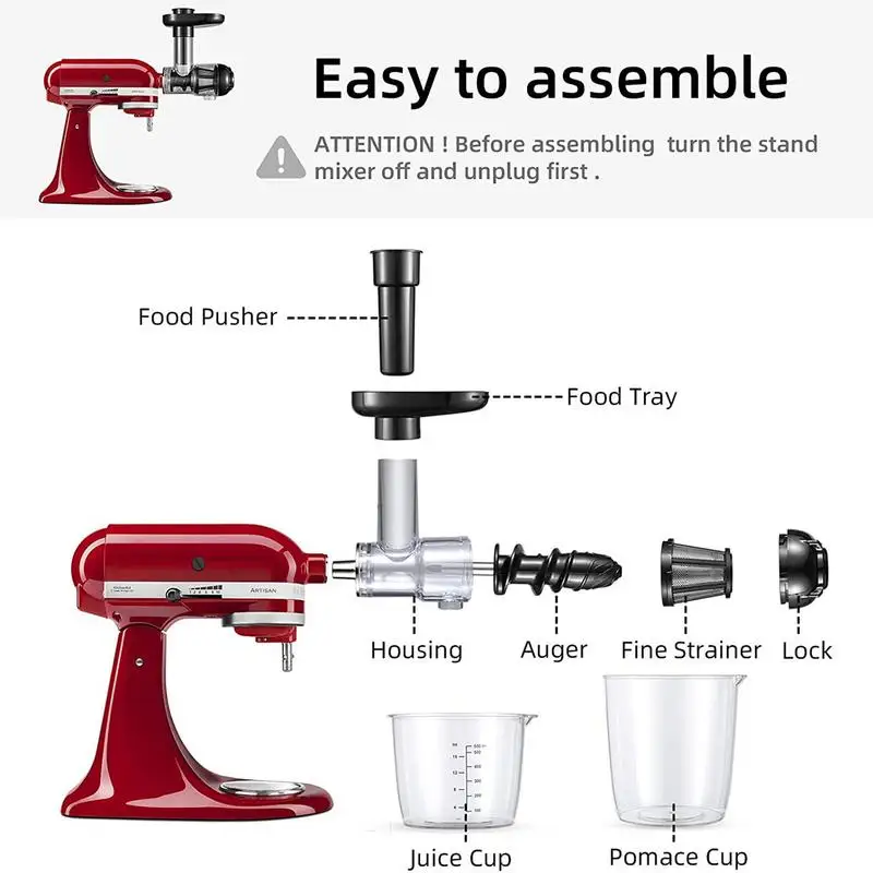 2024 Masticating Juicer Attachment For Kitchen Aid Stand Mixer Cold Press Juicer Machine Great Kitchen Aid Tool For Fruits