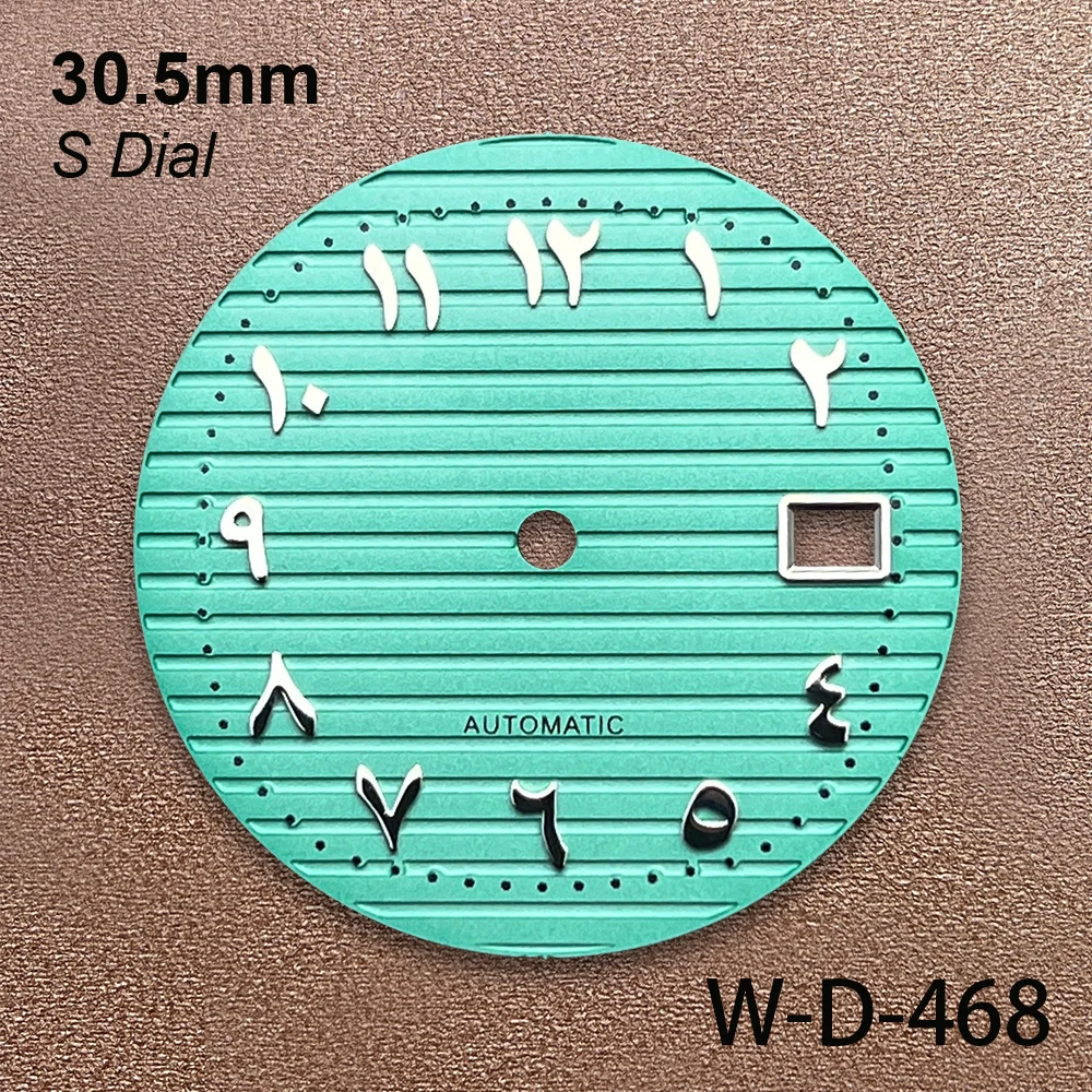 S 로고 아랍 다이얼, NH35, NH36, 4R, 7S 무브먼트 스트라이프 다이얼, 시계 수정 액세서리, 30.5mm