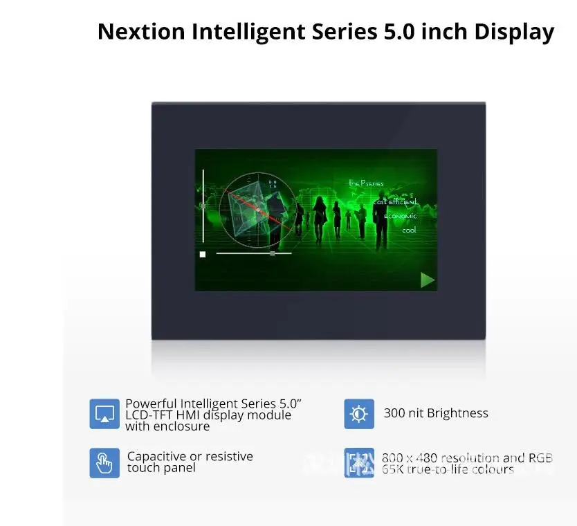 Nextion 5.0 Inch LCD-TFT HMI Display Capacitive/Resistive Touch Panel Module RGB 65K Color Intelligent Series With Enclosure