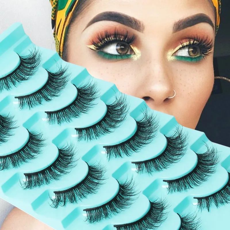 

8Pairs Handmade 3D Mink Lashes Short Fake Eyelashes Cross Messy Natural Eye Lashes Stage Makeup Soft False Eyelashes Reusable