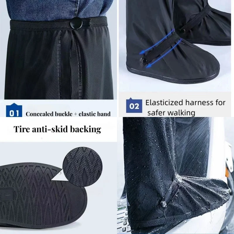 فوق الركبة 60 سنتيمتر عالية أنبوب قابلة لإعادة الاستخدام مقاوم للماء الجرموق السراويل غطاء أحذية الدراجات عدم الانزلاق التمهيد يغطي المطر أحذية ثلج حامي