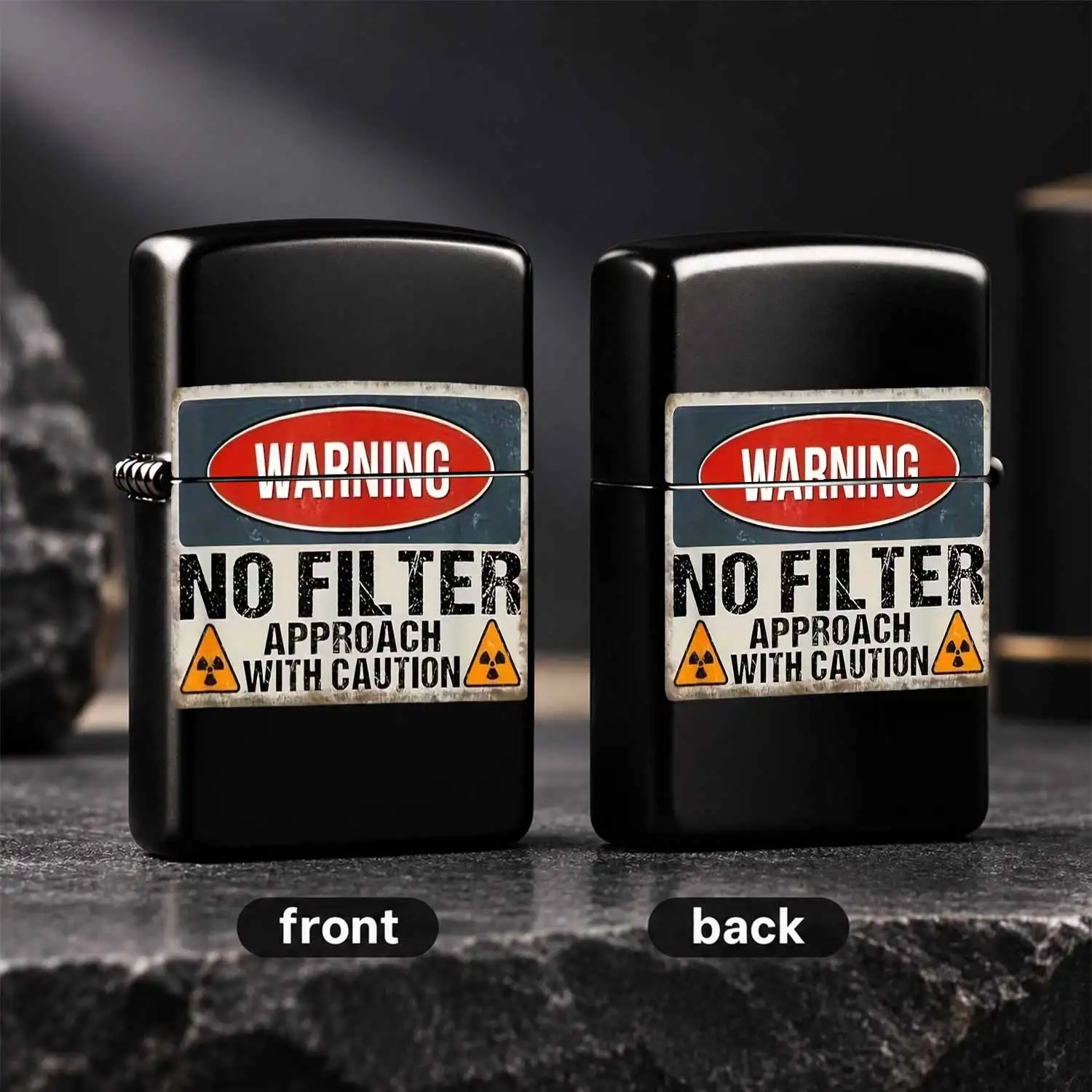 Warning No Filter Approach With Caution Portable Lighter, Vintage Distressed Funny Warning Sign Style Lighter, Multi-Scene Daily Use Compact Lighter For Outdoor Travel Home Office, Unique Decorative Practical Gift For F A Humorous And Inter