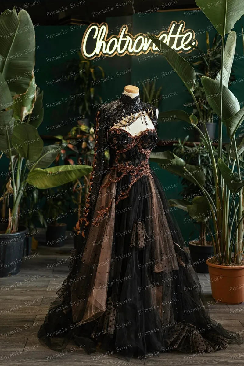 High Neck Long Sleeve Pearls Sequins Woman Clothes Custom Made Applique Dot  Evening Dresses Ever Pretty Tassels Beaded Prom Gown - AliExpress 320