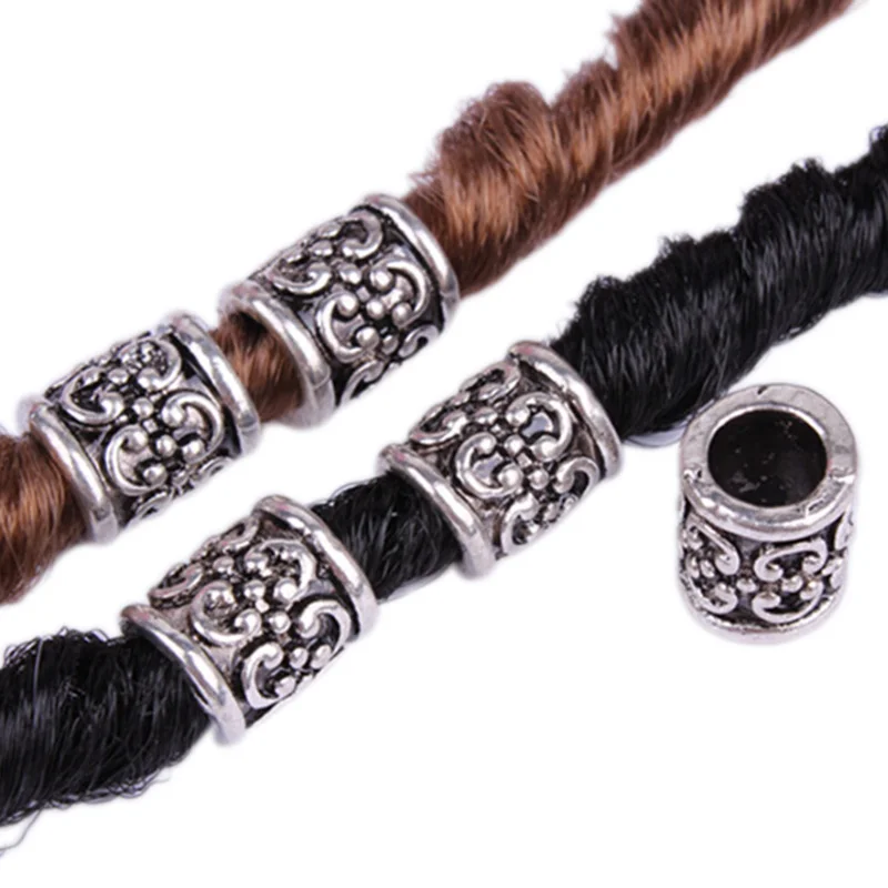 5pcs/Set Retro Alloy Viking Dreadlock Beads Braided Hole Beads Hair Rings New