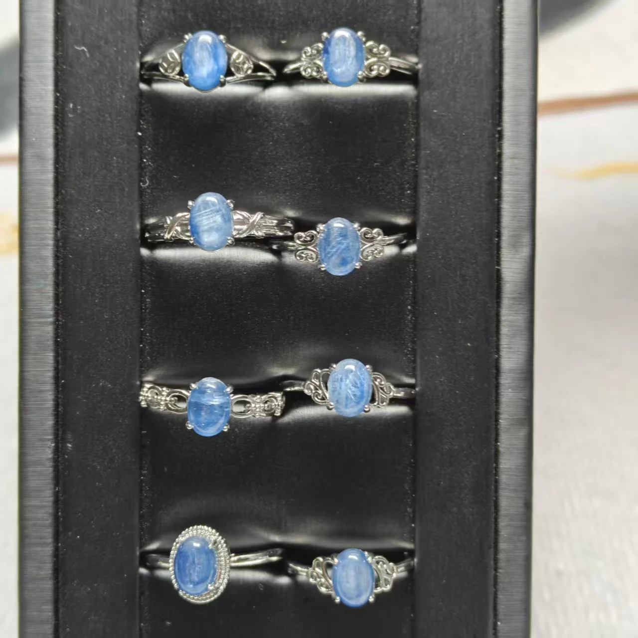 Großhandel Natürlicher Kyanit 6-14mm Verschiedene Arten Ringdesign Trendig und Vielseitig Einfach und Modisch Unisex Live Ring Geschenk – Detail 1