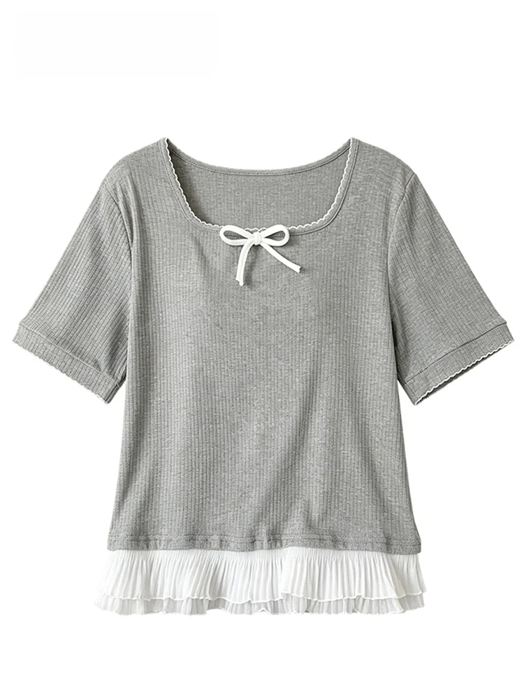 

Fashionable Short Sleeve T-Shirt Women's plus Size Korean Style Cotton Polyester Blend Summer Top Unique Design Beautiful Ini...