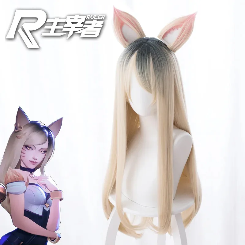 

Парик Ahri LoL K/DA Ahri Косплей Парики Блондинка Длинный Прямой KDA Косплей Парик с Ушками Хэллоуин Термостойкие Синтетические Волосы