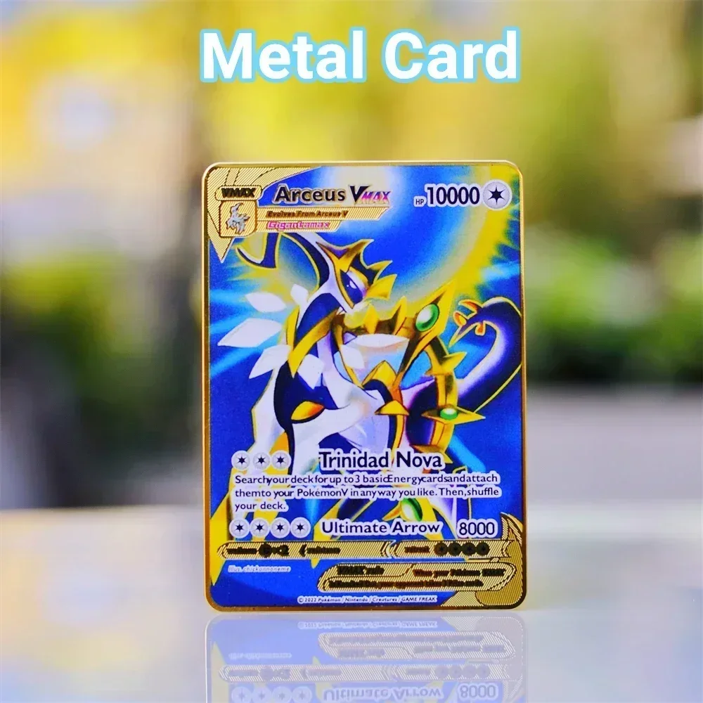 

Pokemon Cards Metal Pokémon Letters Vstar Raichu Vmax Charizard Pikachu Lugia Gold Iron Playing Card Anime Games Kids Toys Gifts