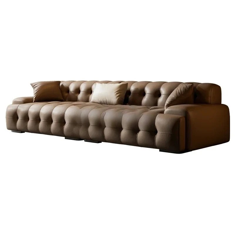 

Ретро Рохбург кожаный итальянский минималистский дизайн гостиной с прямыми рядами