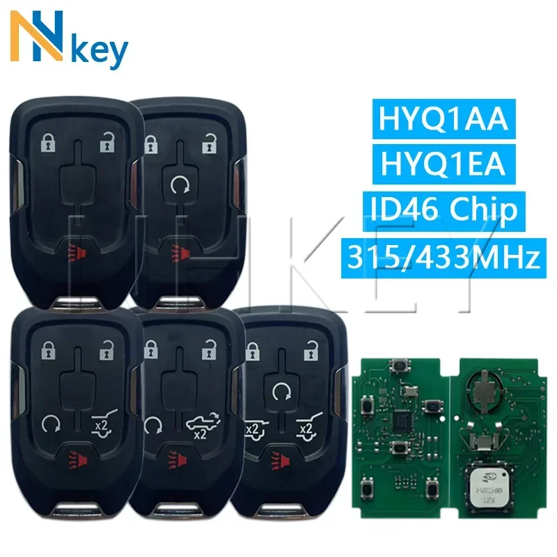 NH KEY For 2019-2021 Chevrolet Silverado HYQ1AA/HYQ1EA Smart Remote Key 315/433Mhz ID46 HITAG2 7937 Chip