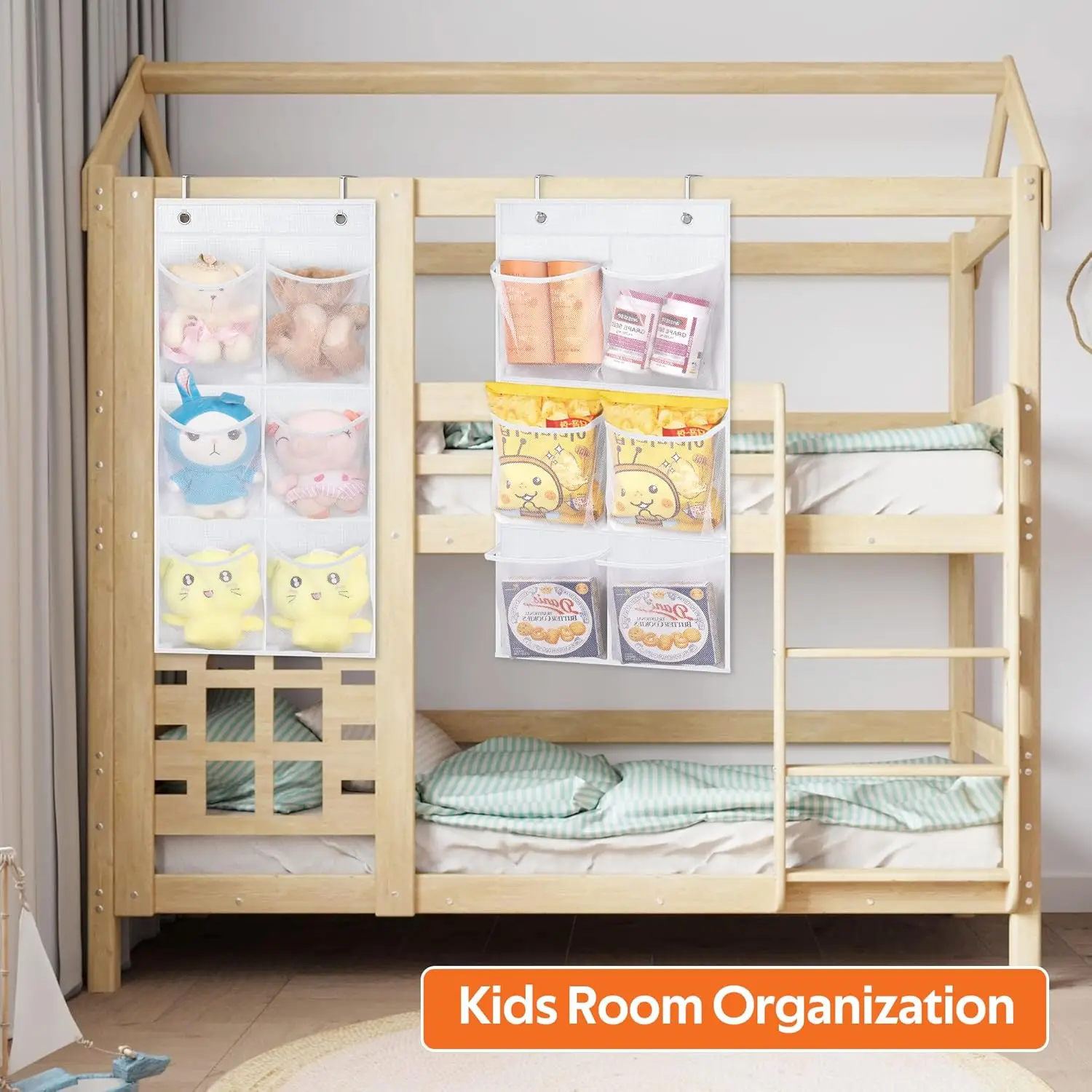 Organisateur de chaussures étroit au-dessus de la porte, paquet de 2 avec poches en maille transparente pour placard, salle de bain, camping-car et camping (blanc)