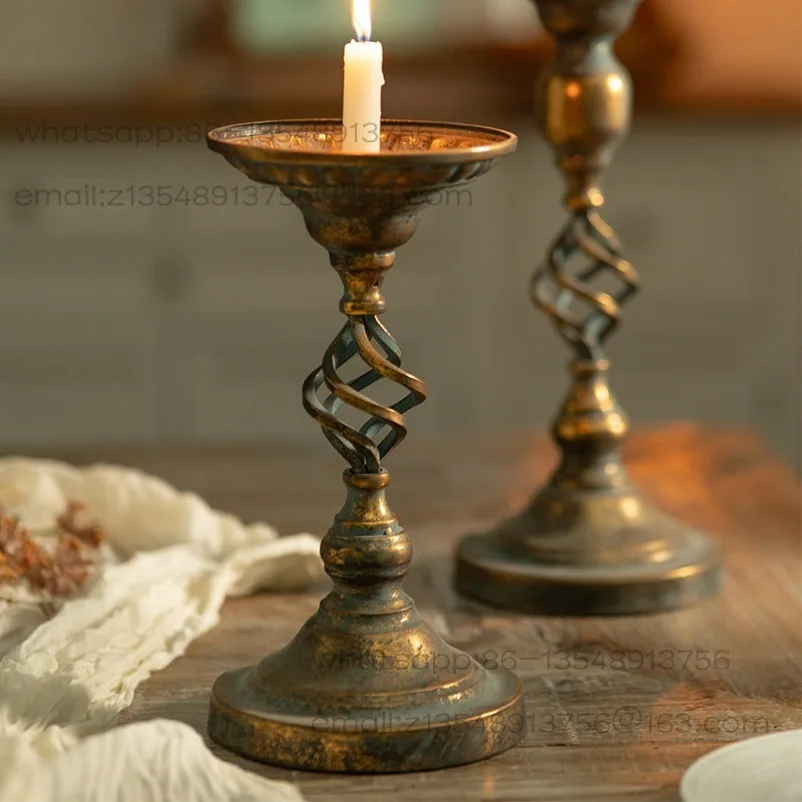 European Classical Court Style Old Wrought Iron Candlestick American Retro Homestay Coffee Shop Window Ornament