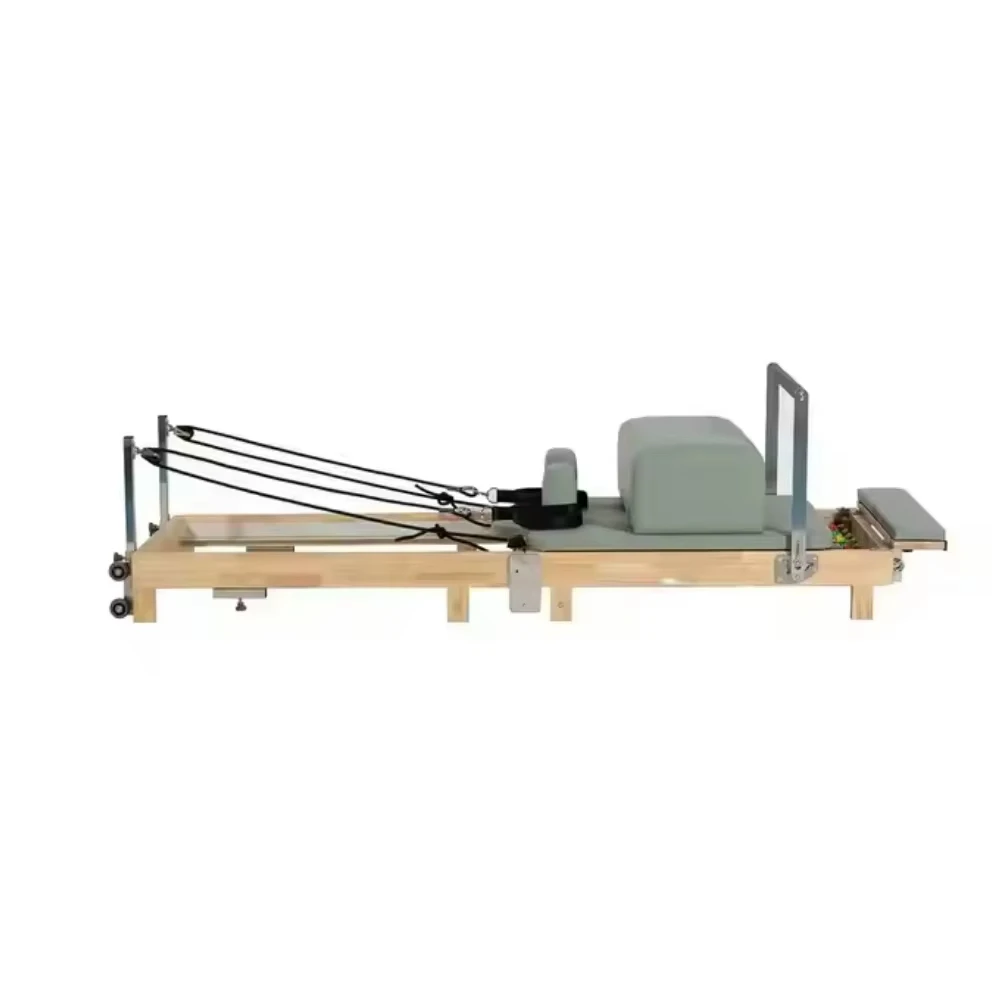 New Arrival Wooden Pilates Reformer Machine with Spring Resistance & Smooth Sliding, for Core Strength Training Home Fitness