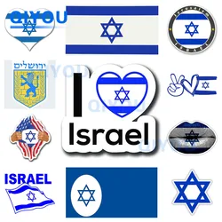 Israel Flagge Auto Aufkleber Wappen Stadt Flagge Israel Aufkleber geeignet für Helm Motorrad Laptops PVC Aufkleber wasserdicht