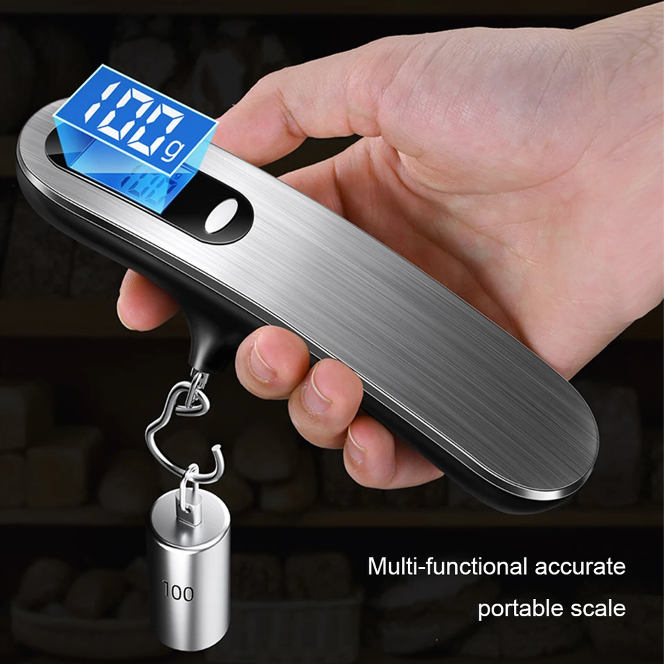 Portable Scale Digital LCD Display 110lb/50kg Electronic Luggage Hanging Suitcase Travel Weighs Baggage Fishing Scale with Hook